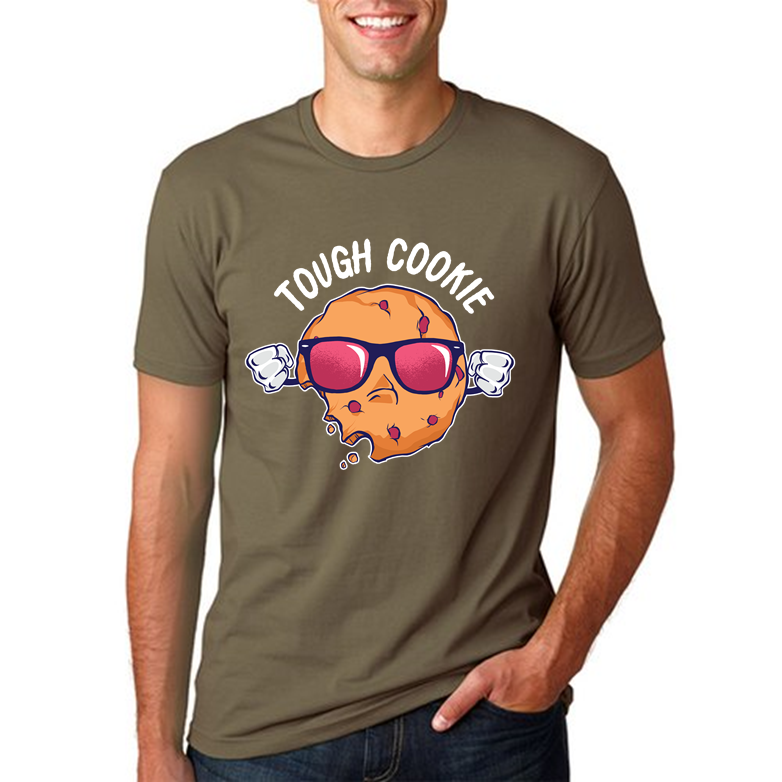 Vakum Round Neck Olive Green Cookie Printed T Shirt