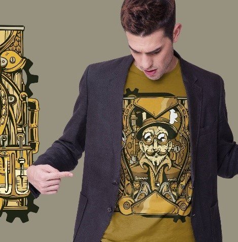 Vakum Men Golden Yellow Round Neck Printed T Shirt