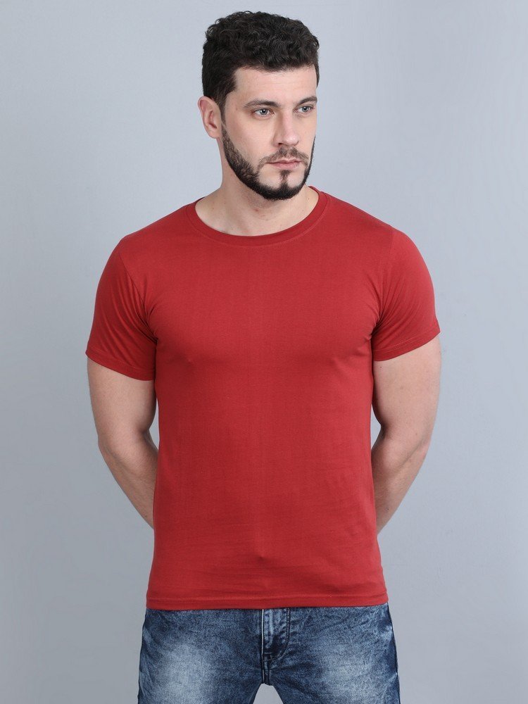 Vakum Round Neck Berry Red T Shirt