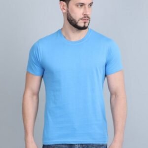 Vakum Round Neck Indian Blue T Shirt